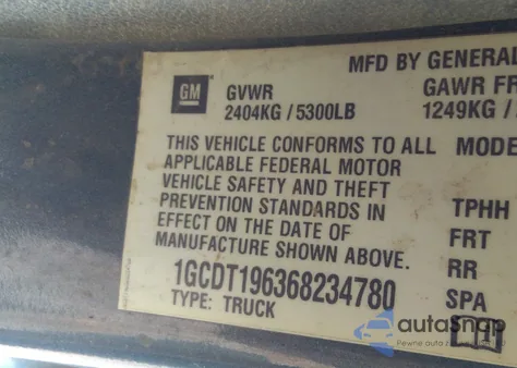 2006 Chevrolet Colorado Lt from USA, damaged, VIN 1GCDT196368234780